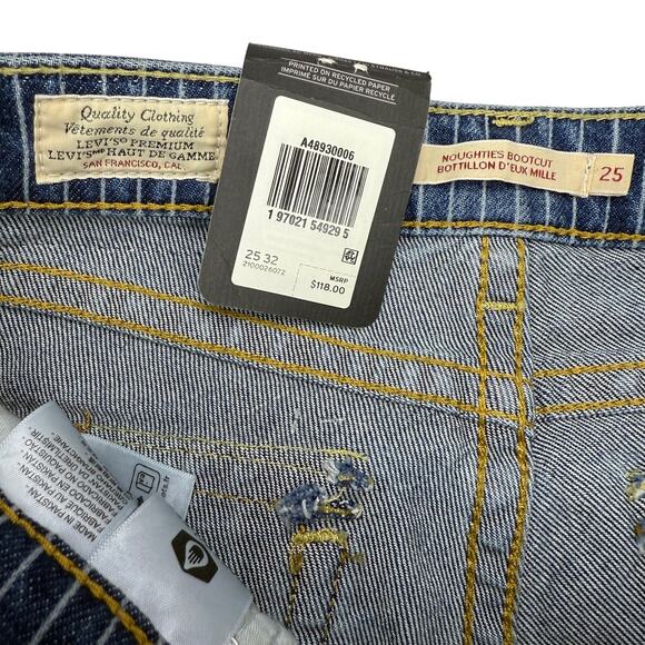 NWT LEVI'S Premium Noughties Bootcut Pinstripe Denim Jean Low Rise Y2K Sz 25 - Picture 5 of 8